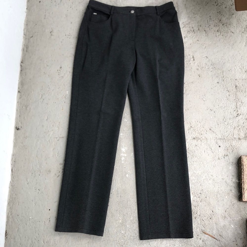 St. John pants - 12 Tall - no issues - high waisted. Dark gray